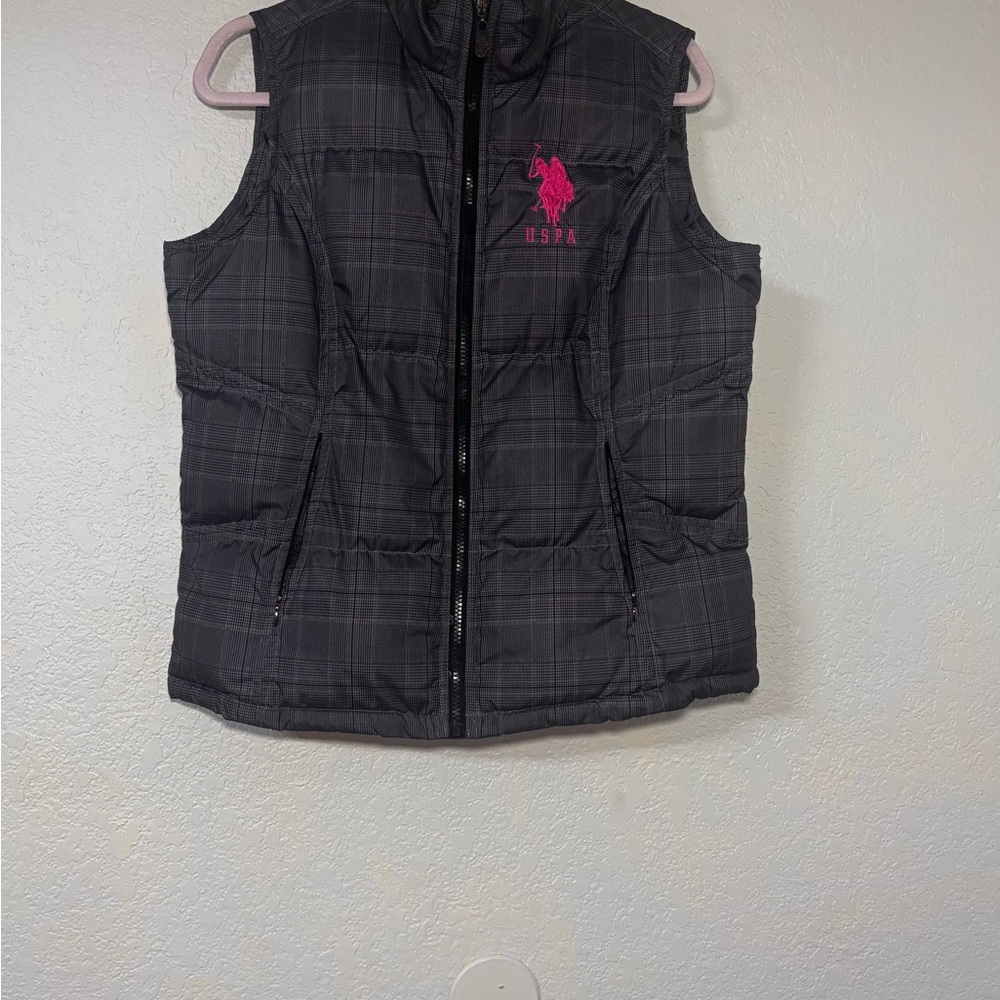 U.S. Polo Assn. Gray and Pink Puffer Vest